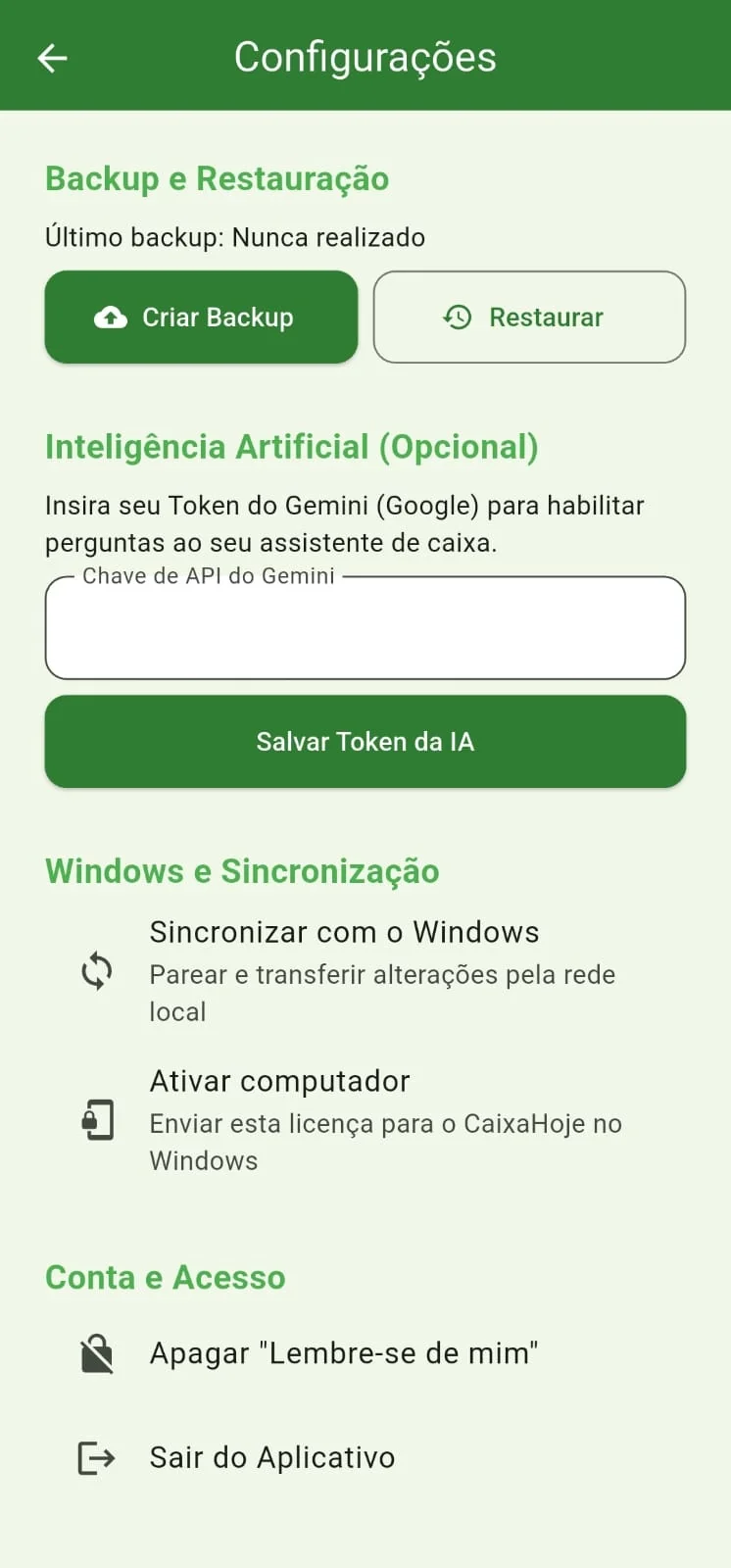 Interface do aplicativo Caixa Hoje para controle financeiro e cálculo de lucro diário